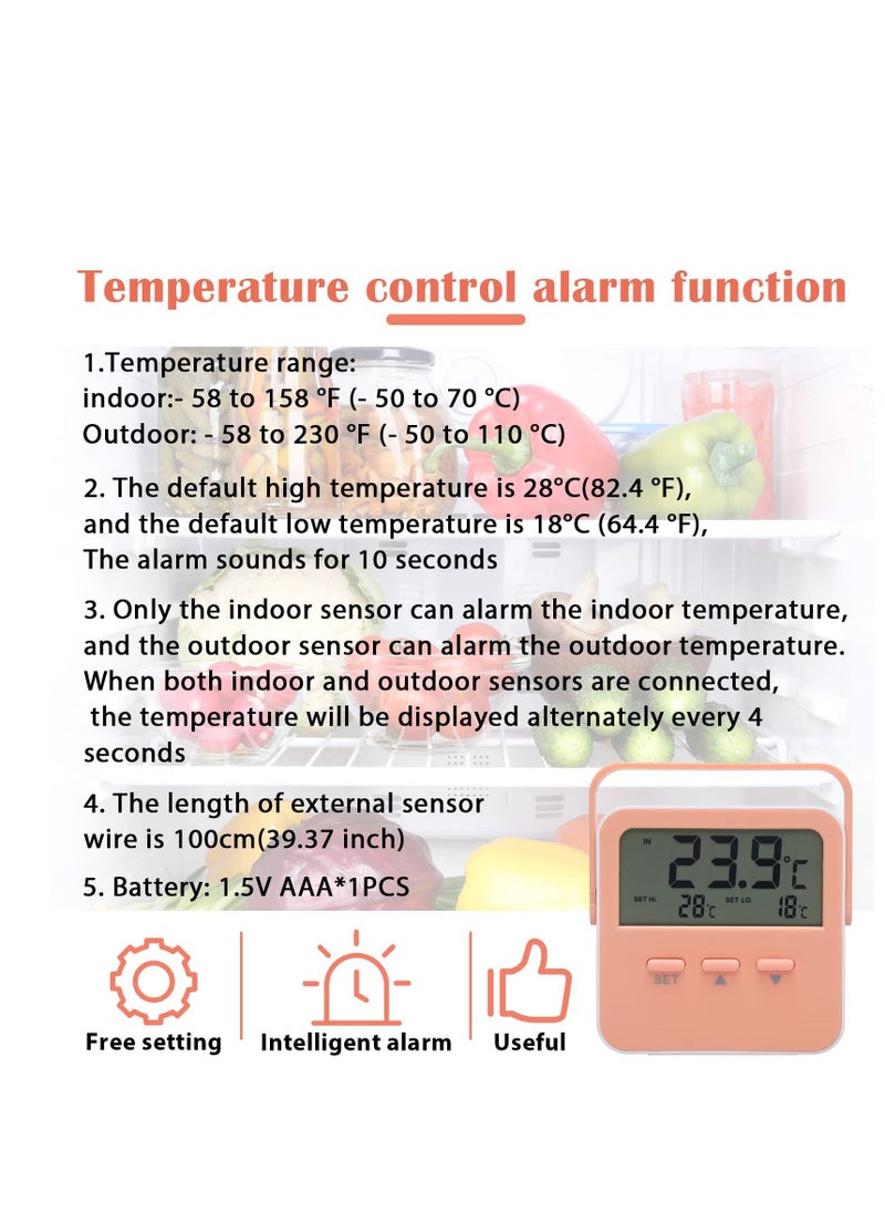 Y&D - Freezer Alarm Thermometer, LED Display Digital High and Low Temperature Alarm, Refrigerator Thermometer For Fridge Alert When Temperatures Drop - Image 1