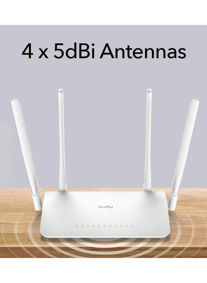 cudy - AC1200 Gigabit Smart WiFi Router, 5GHz Dual Band Wireless Internet Router, 1200Mbps LAN, 5 dBi Antenna for Long Range, VPN, Guest WiFi and AP Mode, WR1300 - Image 1