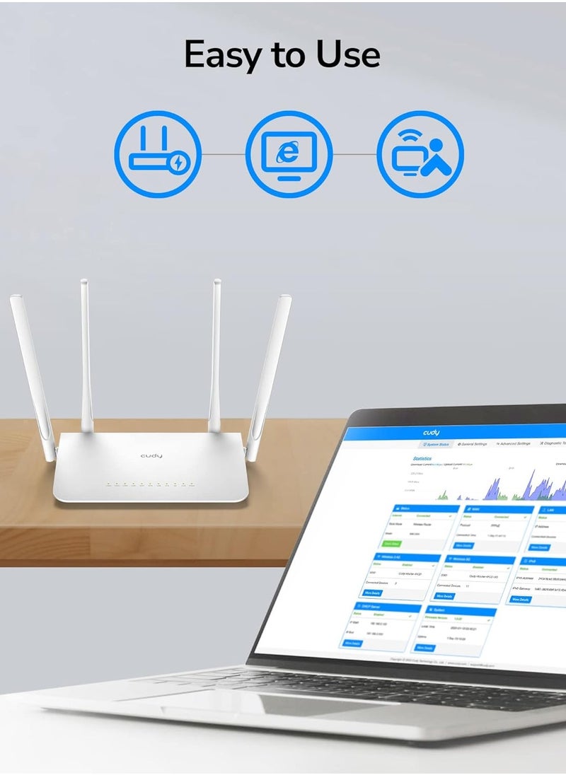 cudy - AC1200 Gigabit Smart WiFi Router, 5GHz Dual Band Wireless Internet Router, 1200Mbps LAN, 5 dBi Antenna for Long Range, VPN, Guest WiFi and AP Mode, WR1300 - Image 1