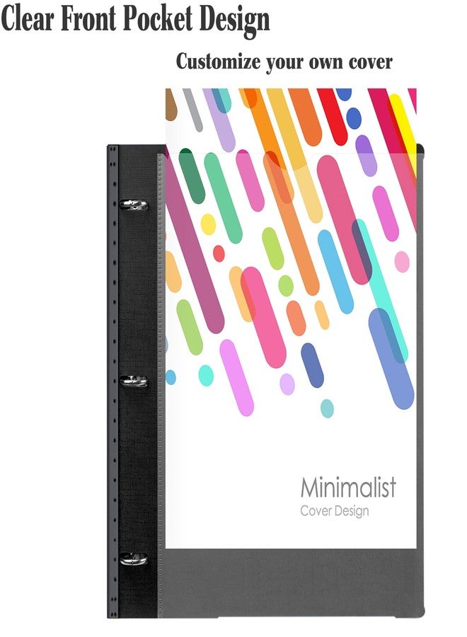 INFUN All-in-one Telescoping Binder Notebook, Refillable 3 Ring Notebook Binder with 1 Plastic Movable Pocket Folder,5 Plastic Subject dividers and Graph Paper and College Ruled Paper- Black - Image 4