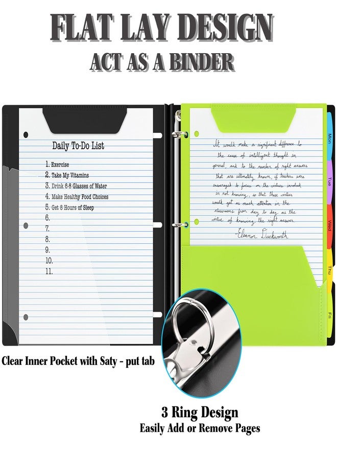 INFUN All-in-one Telescoping Binder Notebook, Refillable 3 Ring Notebook Binder with 1 Plastic Movable Pocket Folder,5 Plastic Subject dividers and Graph Paper and College Ruled Paper- Black - Image 3