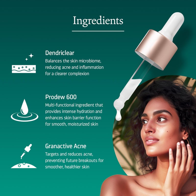 Indulgeo Essentials Heads Off Anti Acne Face Serum for Glowing Skin Lightweight Reduces Comedones Acne Whiteheads and Blackheads Provide Clear hydrated Skin for Men Women 20ml - Image 3