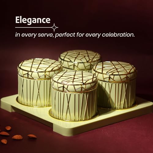 SELVEL Giving shape to life! Royal Linex Airtight Dry Fruit Container Tray Set - 4 Pieces (450Ml), Lime Green Polypropylene with Luxurious Gold Foil Embellishments Perfect for Diwali Gifting - Image 4