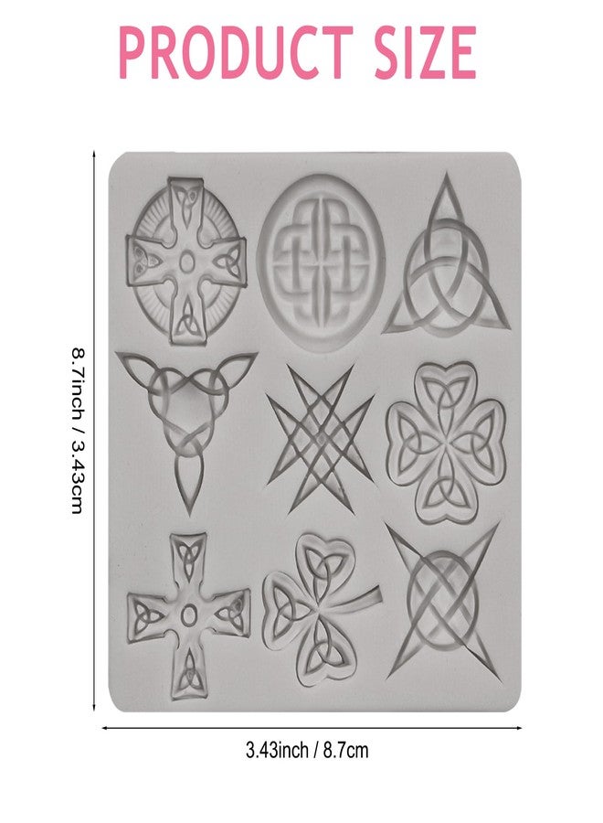 Xcake Lcook Geometric Fondant Molds Celtic Knot Silicone Mold for Cake Decoration Chocolate Candy Cupcake Topper Sugar Gum Paste Polymer Clay Jewelry Craft Making - Image 2