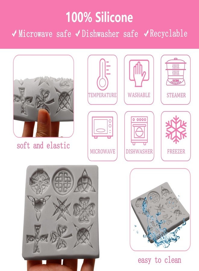 Xcake Lcook Geometric Fondant Molds Celtic Knot Silicone Mold for Cake Decoration Chocolate Candy Cupcake Topper Sugar Gum Paste Polymer Clay Jewelry Craft Making - Image 3