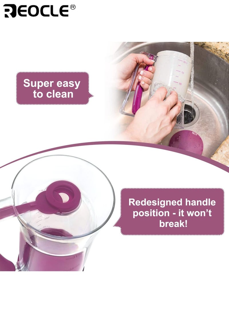 ريوكل موزع خليط كب كيك سهل الصب مع علامات قياس بلاستيكي غير لاصق سهل التنظيف تصميم موفر للمساحة مثالي للكب كيك والوافل والكعك والبان كيك - Image 3