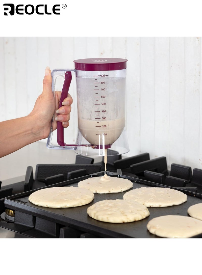 ريوكل موزع خليط كب كيك سهل الصب مع علامات قياس بلاستيكي غير لاصق سهل التنظيف تصميم موفر للمساحة مثالي للكب كيك والوافل والكعك والبان كيك - Image 2