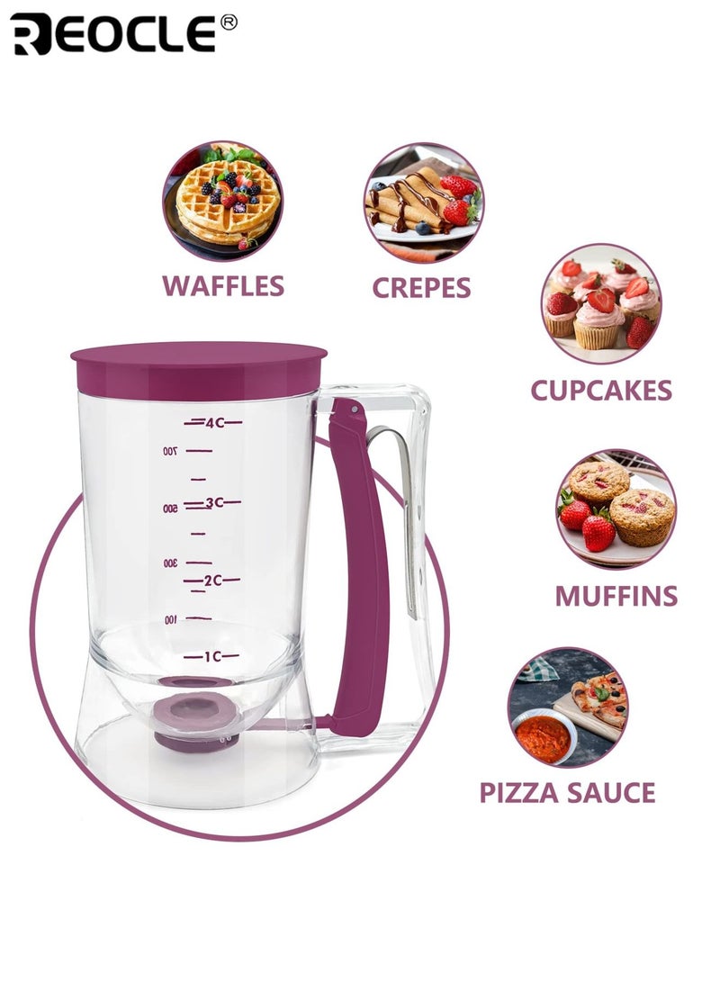 ريوكل موزع خليط كب كيك سهل الصب مع علامات قياس بلاستيكي غير لاصق سهل التنظيف تصميم موفر للمساحة مثالي للكب كيك والوافل والكعك والبان كيك - Image 4