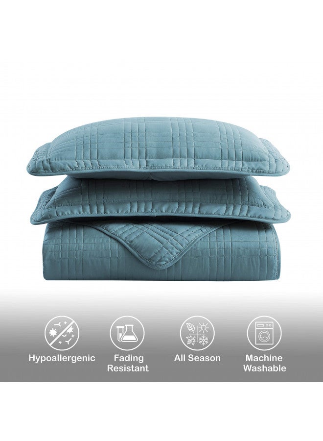 Chezmoi Collection Kingston 3-Piece Oversized Bedspread Coverlet Set (King, Blue) - Image 5