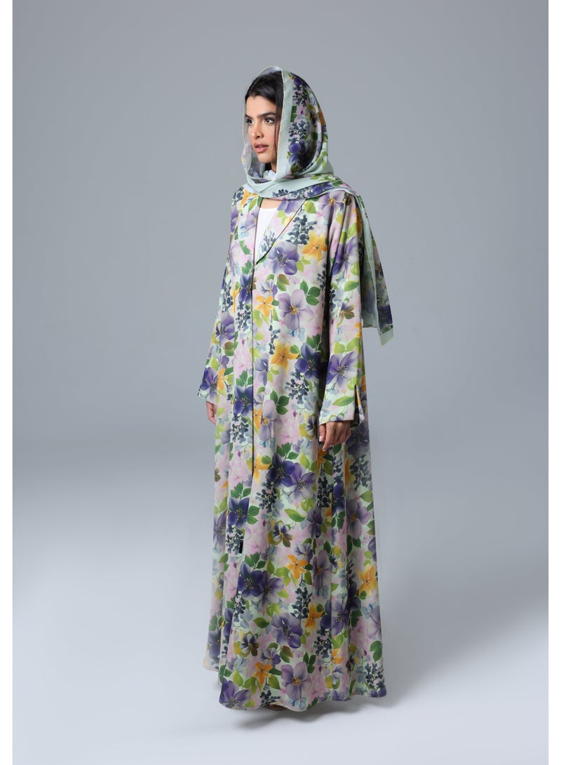 اكسا عباية عنق بليزر نقوش ورود - Image 3