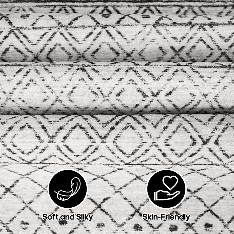 BYYVOO 2x3 Entryway Rug Washable - Moroccan Small Area Rugs for Entryway Low Pile Indoor Mat Non Slip with Rubber Backing Thin Area Rug Pet Friendly for Front Door Kitchen Bedroom 2x3 Geo Grey - Image 5