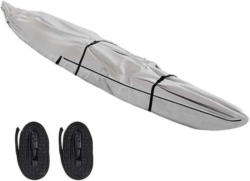 420D Oxford Waterproof Full Coverage Kayak Cover With UV Protection Storage Bag Grey 16FT - Image 1