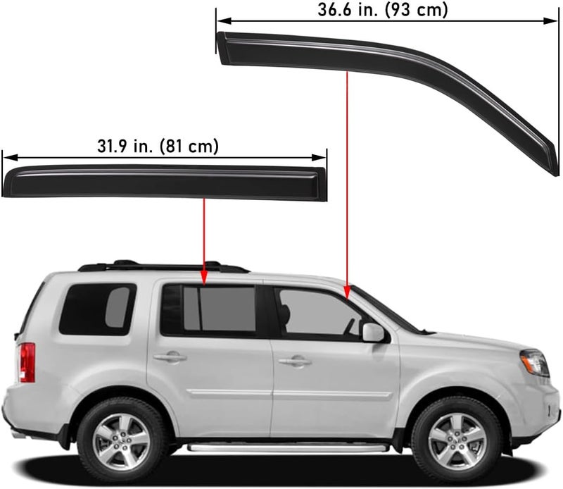 Lightronic Vent Shade WV94084 Window Deflectors for 2009-2015 Honda Pilot - 4-Piece Set - Image 2