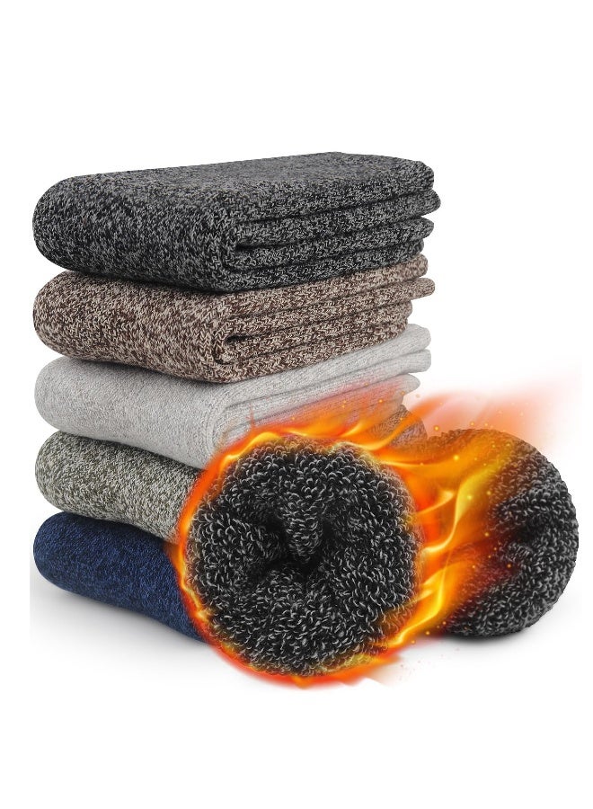Thick Wool Socks for Mens, Size 36-47 (7-12), Warm Winter Soft Thermal Socks, Cozy Winter Socks for Mens Gifts (5 Pairs) - Image 1