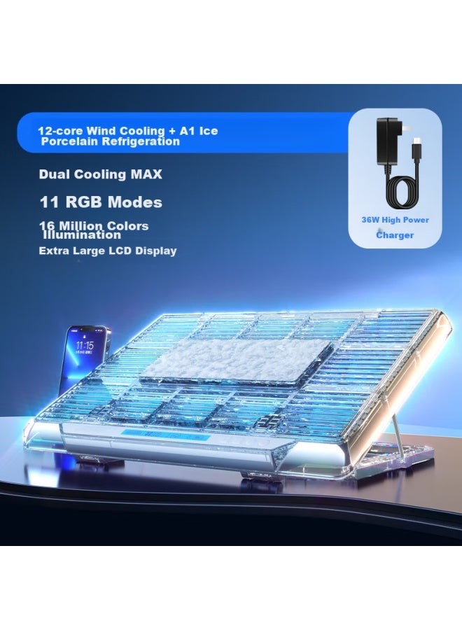 ICE COOREL Cooler Master Q8 Laptop Cooler With Semiconductor Cooling Technology, Desktop Cooling Stand For Gaming Laptops, Rgb Elevated Base Compatible With Lenovo Legion And Dell Alienware Series - Image 2