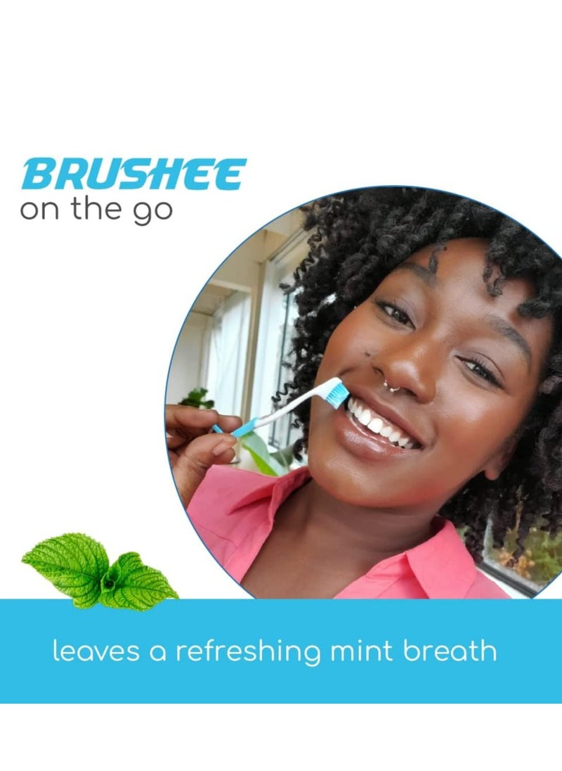 Brushee - The Evolution of Oral Care | 3-in-1 Tool (Pre-Pasted Mini-Brush + Floss + Pick) | Individually Wrapped | Disposable | Prepasted Travel Toothbrushes | Small Adult Toothbrush - (24-Pack) - Image 1
