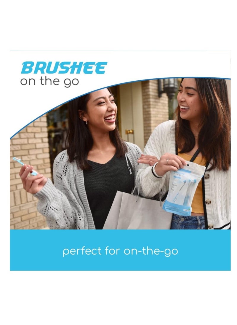 Brushee - The Evolution of Oral Care | 3-in-1 Tool (Pre-Pasted Mini-Brush + Floss + Pick) | Individually Wrapped | Disposable | Prepasted Travel Toothbrushes | Small Adult Toothbrush - (24-Pack) - Image 1