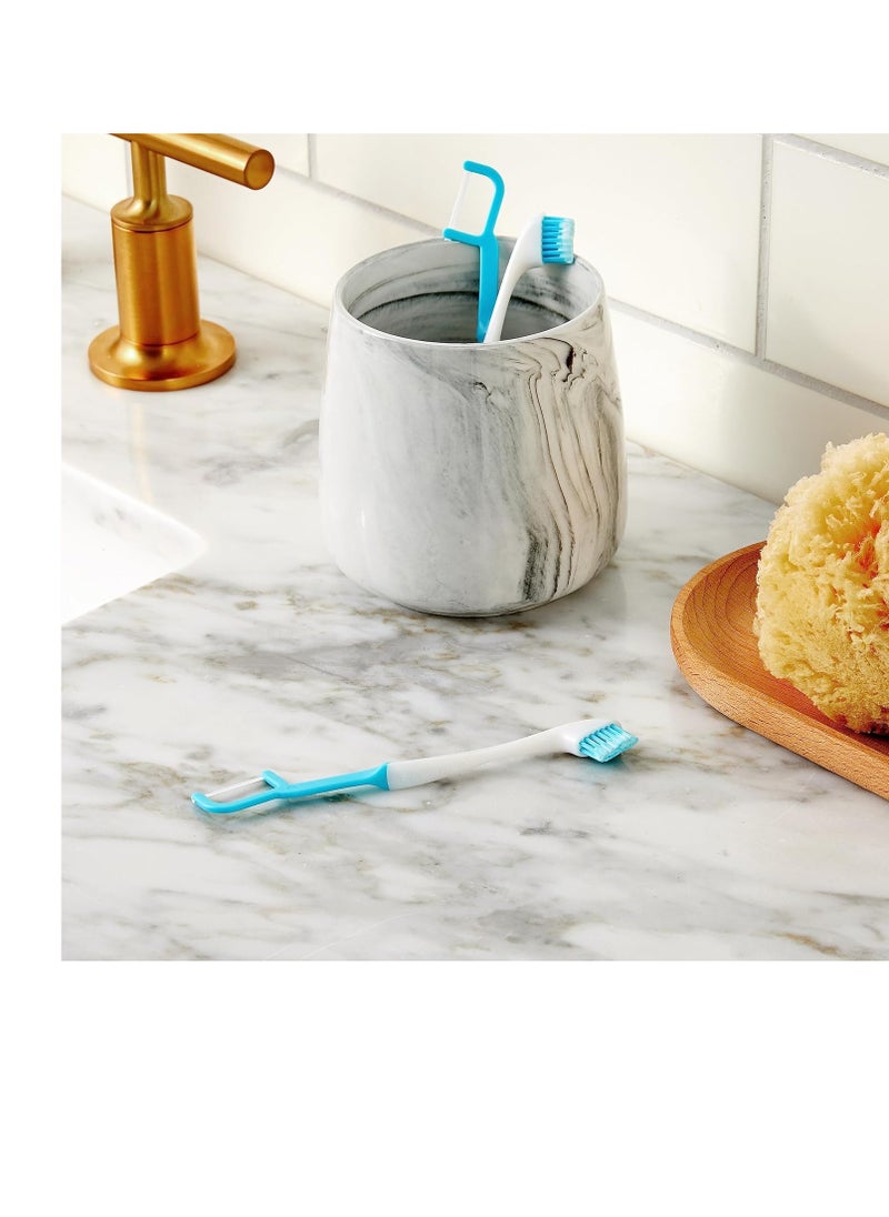 Brushee - The Evolution of Oral Care | 3-in-1 Tool (Pre-Pasted Mini-Brush + Floss + Pick) | Individually Wrapped | Disposable | Prepasted Travel Toothbrushes | Small Adult Toothbrush - (24-Pack) - Image 1