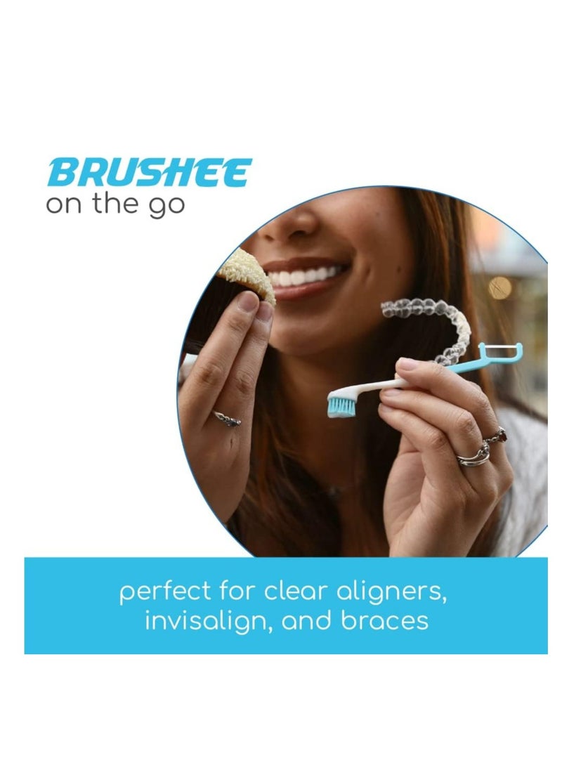 Brushee - The Evolution of Oral Care | 3-in-1 Tool (Pre-Pasted Mini-Brush + Floss + Pick) | Individually Wrapped | Disposable | Prepasted Travel Toothbrushes | Small Adult Toothbrush - (24-Pack) - Image 1