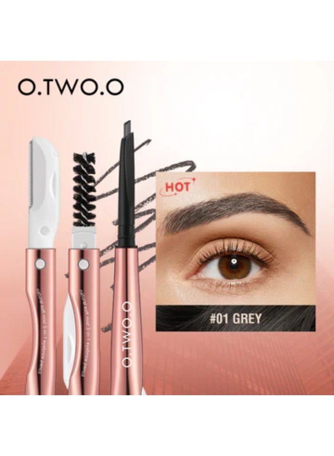 أو.تو.أو قلم حواجب O.TWO.O Outline Natural Soft Mist 3 في 01 رمادي - Image 1