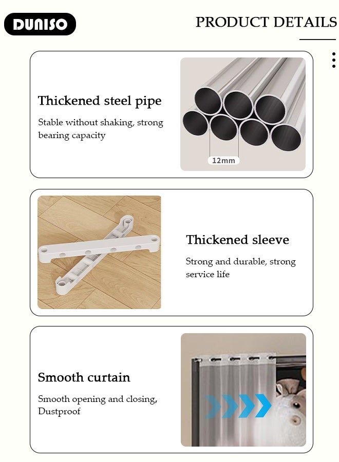 DUNISO 5-Cube Multi-Functional Closet Storage Shelves with Curtain, Cube Storage Organizer, Closet Organizer Storage, Portable Cabinet Shelving Bookshelf, DIY Bookcase, Living Room Office Closet Cubicle Rack - Image 5