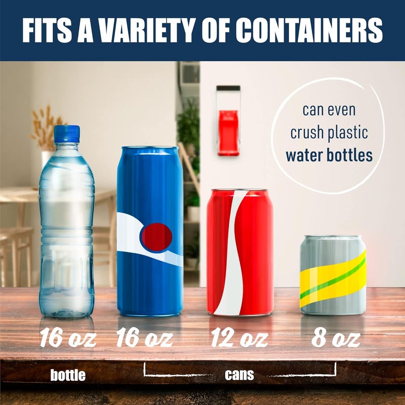 McKay 16 Oz. and 12 Oz. Metal Can Crusher, Heavy-Duty Wall-Mounted Smasher for Aluminum Seltzer, Soda, Beer Cans and Bottles for Recycling, Gadgets for Home (Red) High strength upgraded material - Image 5