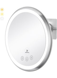 KEDSUM KEDSUM Upgrade 2X Heated Shower Mirror with Light, 3 Color Dimmable Shower Mirror Fogless for Shaving, No-Tools Wall Mounted, 360° Swivel, Waterproof, Rechargeable Real Glass Shaving Mirror 
