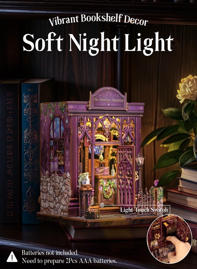 Cutefun Book Nook Kit - DIY Miniature Dollhouse Booknook Kit for Adults and Teens, Tiny House Bookshelf Insert Decor with LED Light, Gifts for Family and Friends (The Astrology Bookshop) - Image 2