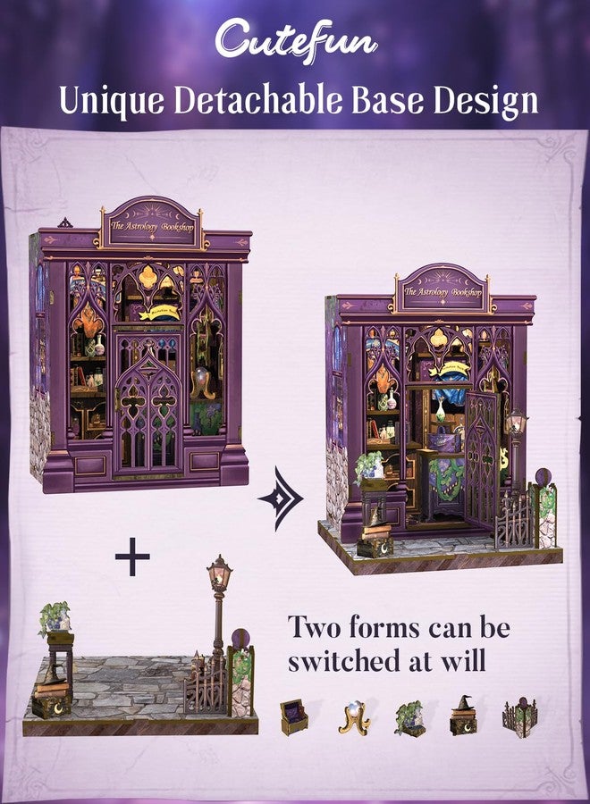 Cutefun Book Nook Kit - DIY Miniature Dollhouse Booknook Kit for Adults and Teens, Tiny House Bookshelf Insert Decor with LED Light, Gifts for Family and Friends (The Astrology Bookshop) - Image 5