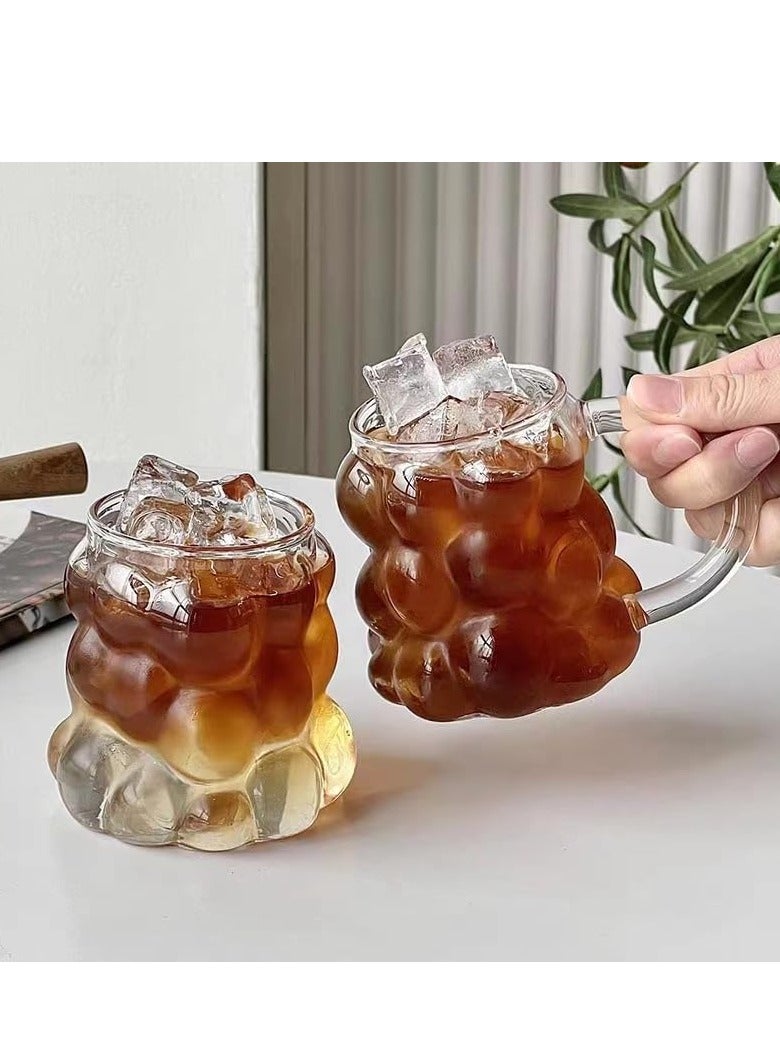 Glass Grape Cups 350ml - 2 pcs- Clear Ribbed Cocktail Glasses | Creative Wave Shape Glasses Vintage Drinking Glassware Iced Coffee Juice - Image 2