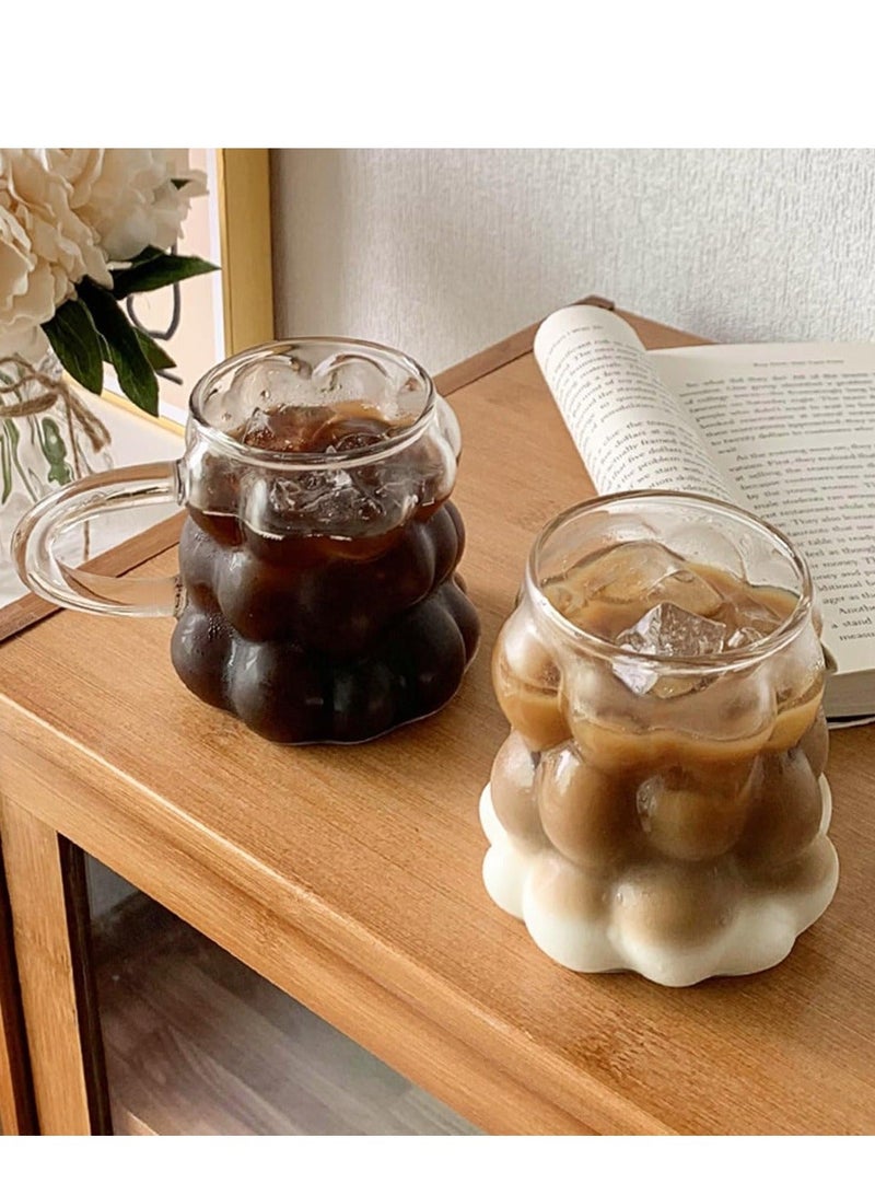 أكواب العنب الزجاجية 350 مل - قطعتان - أكواب كوكتيل شفافة مضلعة | أكواب كوكتيل على شكل موجة إبداعية من الزجاج العتيق للشرب والعصير والقهوة المثلجة - Image 4