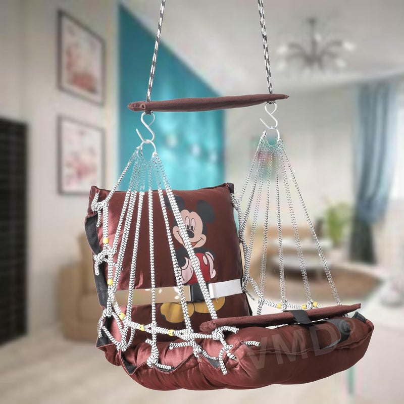 VMD Cotton D Shape Brown Hammock Hanging Swing Chair for Living Room Swing for BalconySwing for Kids for Home with Hanging kit - Image 1