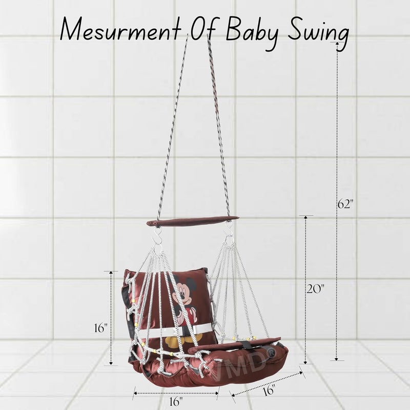 VMD Cotton D Shape Brown Hammock Hanging Swing Chair for Living Room Swing for BalconySwing for Kids for Home with Hanging kit - Image 2