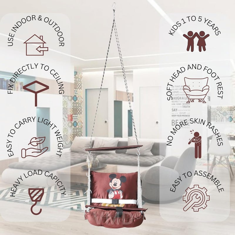 VMD Cotton D Shape Brown Hammock Hanging Swing Chair for Living Room Swing for BalconySwing for Kids for Home with Hanging kit - Image 3
