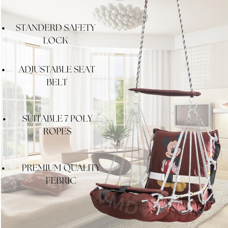 VMD Cotton D Shape Brown Hammock Hanging Swing Chair for Living Room Swing for BalconySwing for Kids for Home with Hanging kit - Image 4