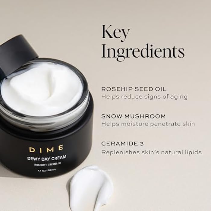 DIME Beauty Dewy Day Cream, Morning Face Moisturizer with Rosehip Oil and Tremella Snow Mushroom, 1.7 oz / 50 ml - Image 5