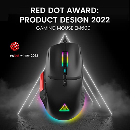 EKSA EM600 Gaming Mouse, 12 RGB Backlight Modes Wired Computer Mouse with Sniper Button, High-Precision Adjustable 12000 DPI, 9 Programmable Buttons, Mice for Mac Windows PC Gamers - Image 2