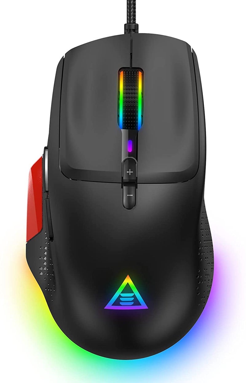 EKSA EM600 Gaming Mouse, 12 RGB Backlight Modes Wired Computer Mouse with Sniper Button, High-Precision Adjustable 12000 DPI, 9 Programmable Buttons, Mice for Mac Windows PC Gamers - Image 1