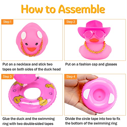 wonuu Pink Rubber Duck, Heart-Shaped Sunglasses Rubber Ducks for Cars, Funny and Cool as Car Ornament Gifts, Pink Cowboy Hat - Image 4