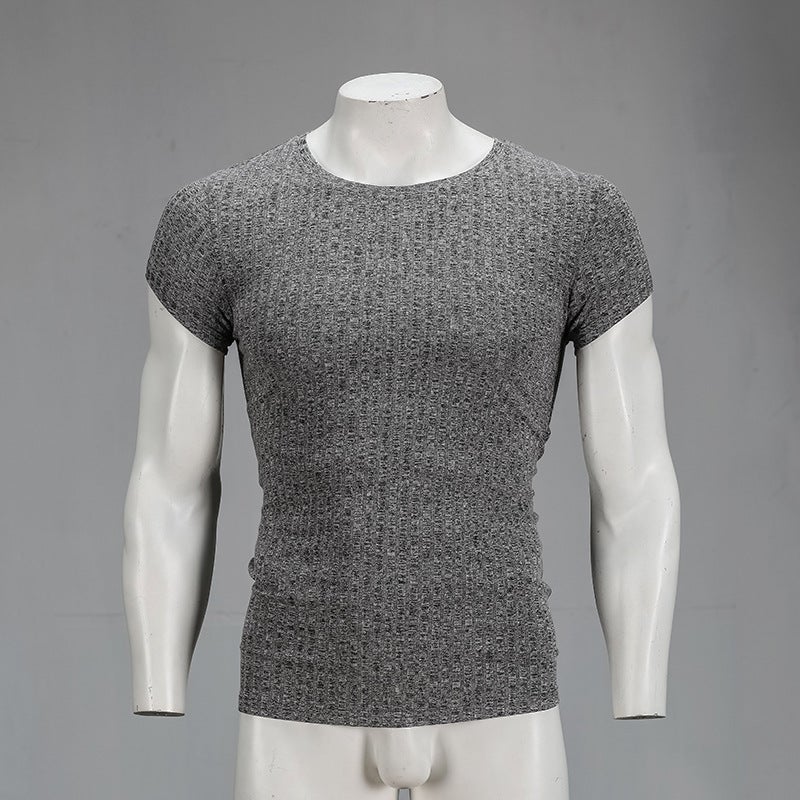 Summer Men''s Sports Fitness Short-sleeved T-shirt Casual Slim-fit Knitwear Tight Super Elastic Breathable T-shirt for Men - Image 3
