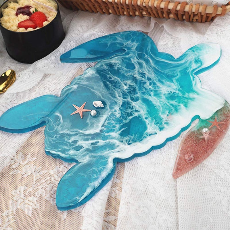 Wehous Large Sea Turtle Tray Resin Mold Silicone Turtle Shape Epoxy Resin Casting Mould DIY Coaster Dish Mat Resin Ocean Painting Art Craft Kit Home Wedding Decor Party Supplies Ideal Gift - Image 2