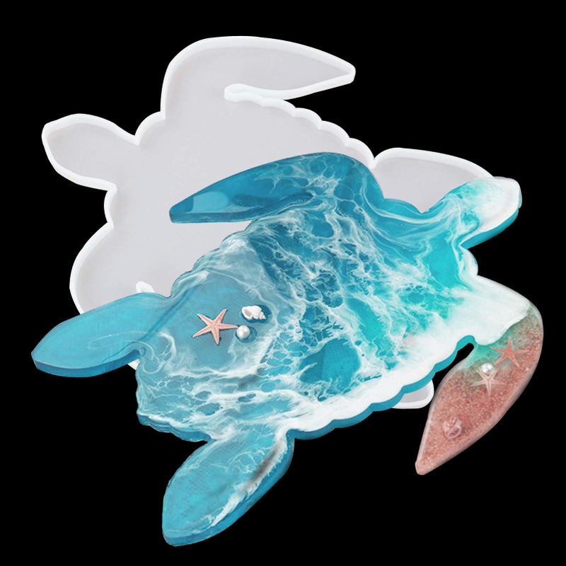 Wehous Large Sea Turtle Tray Resin Mold Silicone Turtle Shape Epoxy Resin Casting Mould DIY Coaster Dish Mat Resin Ocean Painting Art Craft Kit Home Wedding Decor Party Supplies Ideal Gift - Image 1