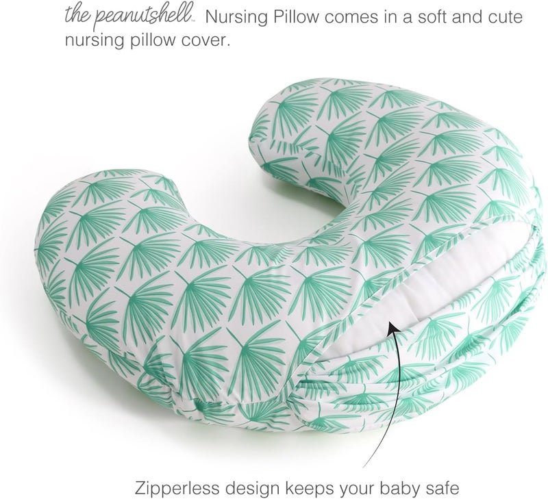 The Peanut Shell The Peanutshell Nursing Pillow  Cover  Soft Newborn Nursing Baby Girl or Boy Pillow Covers Supportive  Comfortable Breastfeeding Tummy Time Baby Essentials  Boho Botanical - Image 3