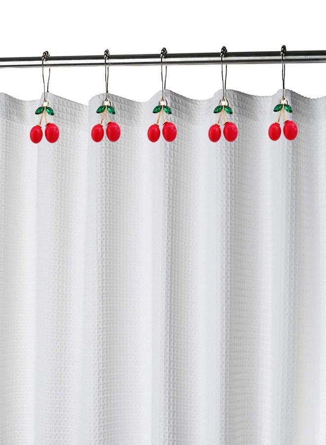 ZILucky Set of 12 Cherries Shower Curtain Hooks Rings, Red Cherry Pendant Decoration, Fruit Style for Kids Bathroom, Stainless Steel Hooks Rustproof (Red-Cherry) - Image 4