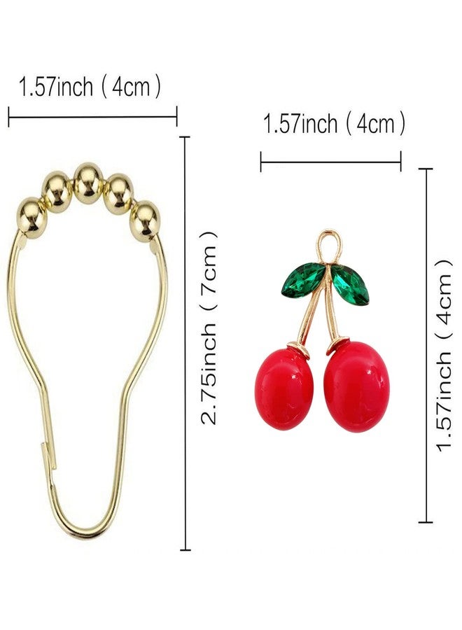 ZILucky Set of 12 Cherries Shower Curtain Hooks Rings, Red Cherry Pendant Decoration, Fruit Style for Kids Bathroom, Stainless Steel Hooks Rustproof (Red-Cherry) - Image 3