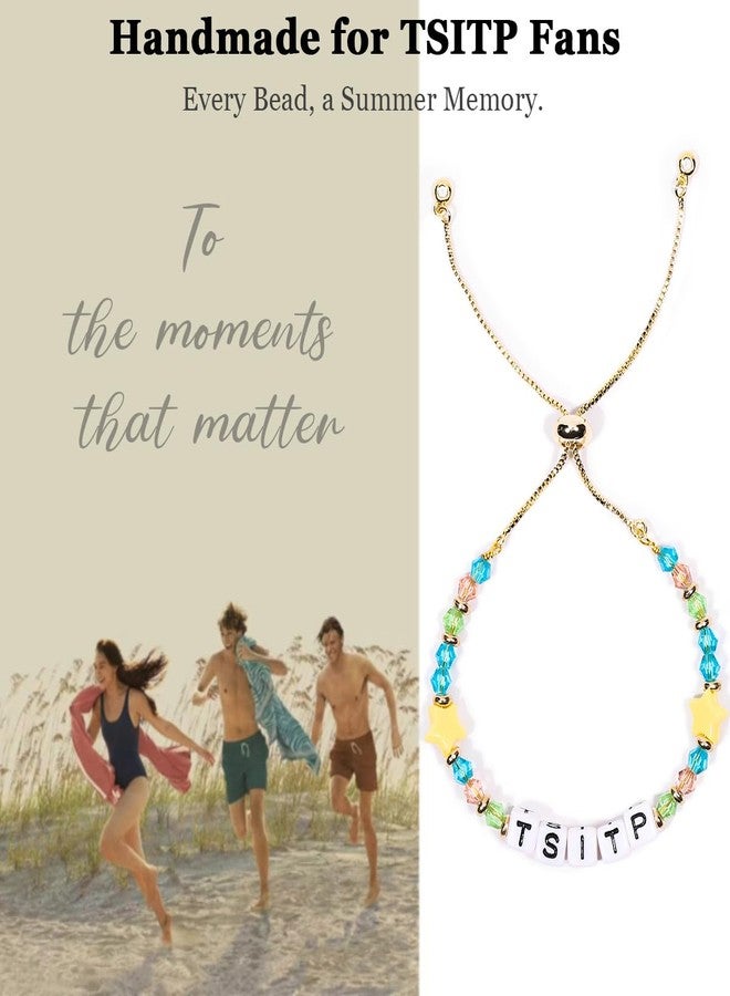 ايه اي كيس مجموعة AICase من الأساور المستوحاة من ألبوم The Summer I Turned Pretty، سوار صداقة ذهبي قابل للتعديل مزين بالخرز، هدية جمالية لطيفة لمحبي الألبوم، مناسبة لأعياد الميلاد والكريسماس. - Image 2