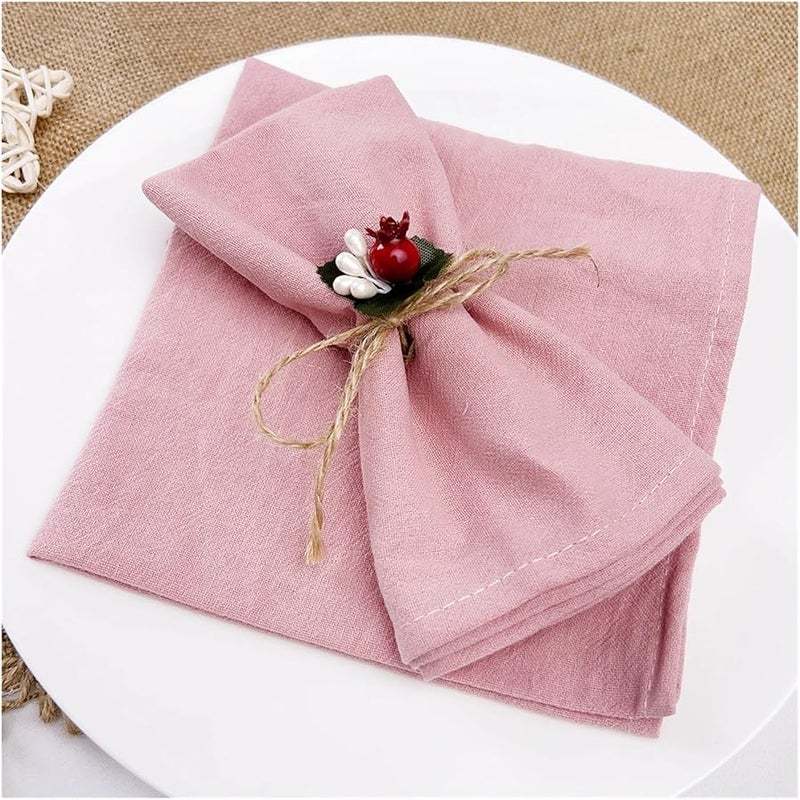 Light Green Linen Napkins 12PC 30X45CM Cotton Wedding Dinner Kitchen Table Towels - Image 5