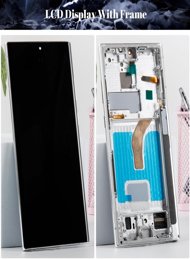 SRJTEK OLED for Samsung S22 Ultra 5G Screen Replacement for Samsung Galaxy S22 Ultra 5G LCD Display SM-S908 SM-S908B Digitizer Touch Screen Assembly with Frame US Version Silver (with Fingerprint) - Image 3