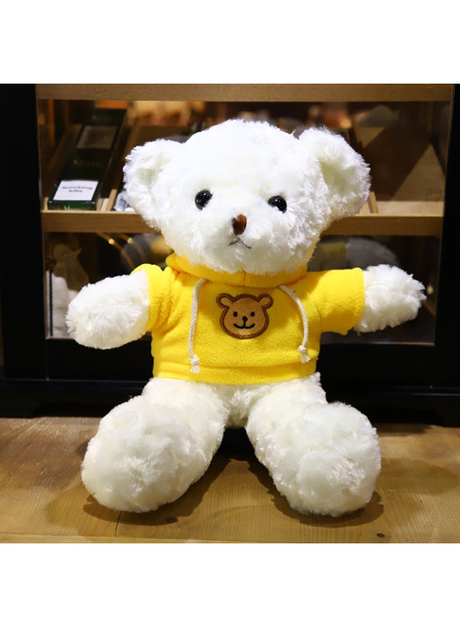 Cross Border Bear Doll Teddy Bear Plush Toy Gift Valentine's Day Gift Night Market Rings Doll Wholesale-Color:Yellow Sweatshirt White Bear-Height:38cm + Gift Bag + String Lamp - Image 1