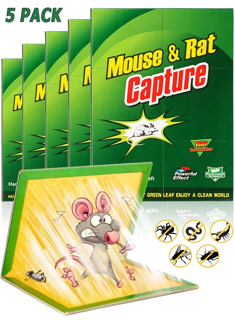 Naxifly 5-Pack Mouse Rat Glue Trap, Mouse Rat Strong Adhesive Sticky Glue Traps Powerful Non-Toxic Easy To Set Disposable Mice Catcher Pad - Image 1